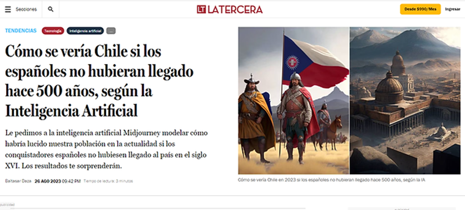 La Tercera'da yayımlanan "Amerika Keşfedilmemiş Olsaydı?" makalesi